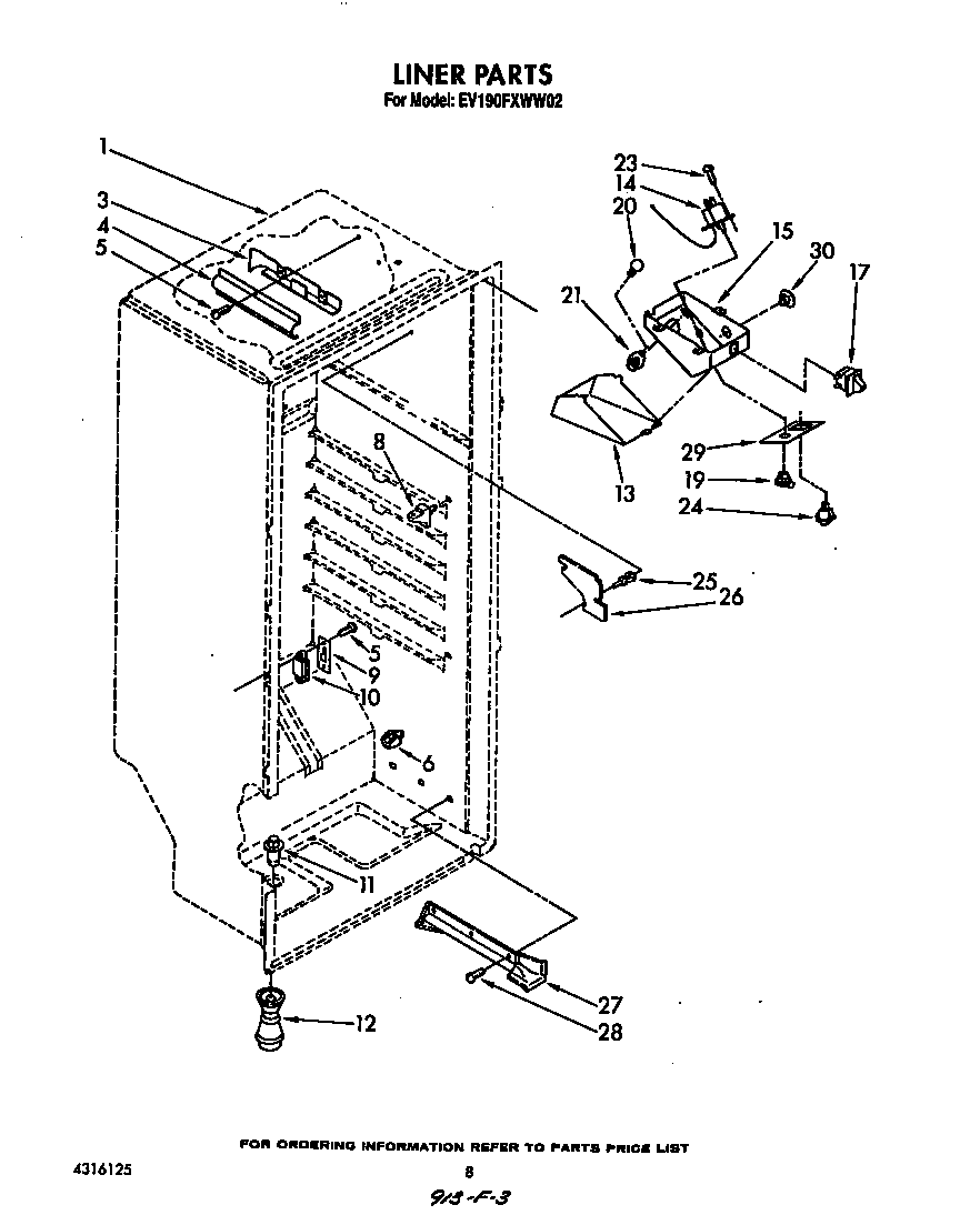 Whirlpool EV190FXWW02 liner diagram