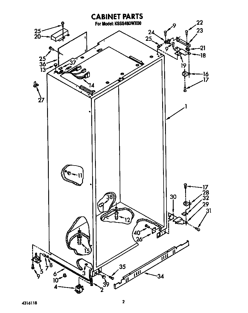 KitchenAid KSSS48DWX00 cabinet diagram