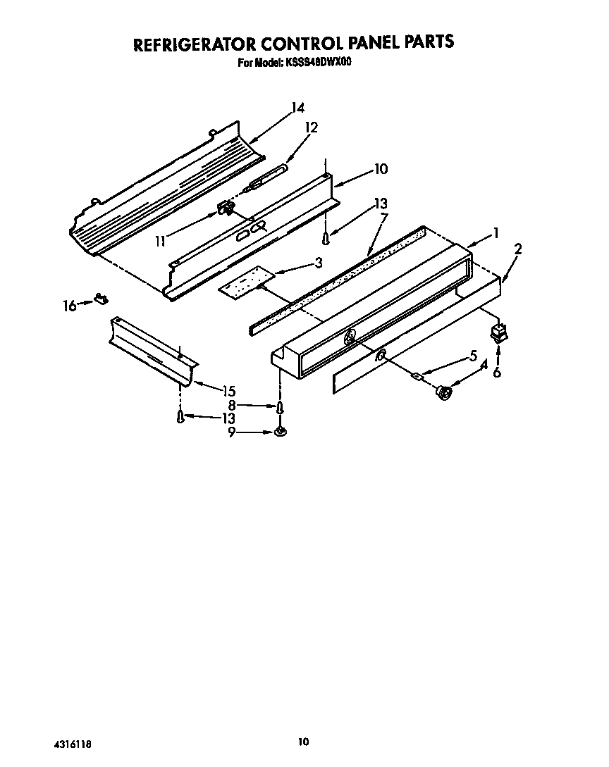 KitchenAid KSSS48DWX00 refrigerator control panel diagram