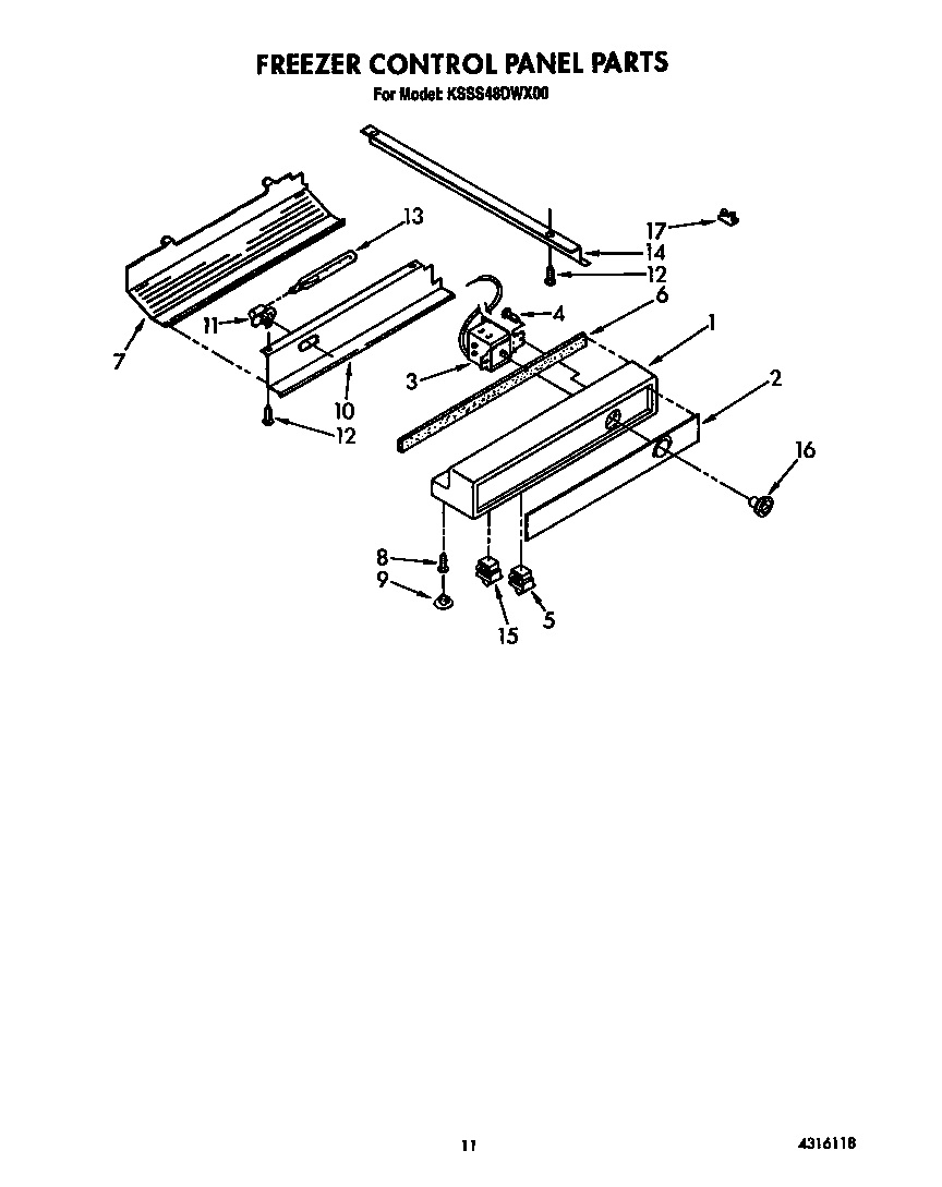 KitchenAid KSSS48DWX00 freezer control panel diagram