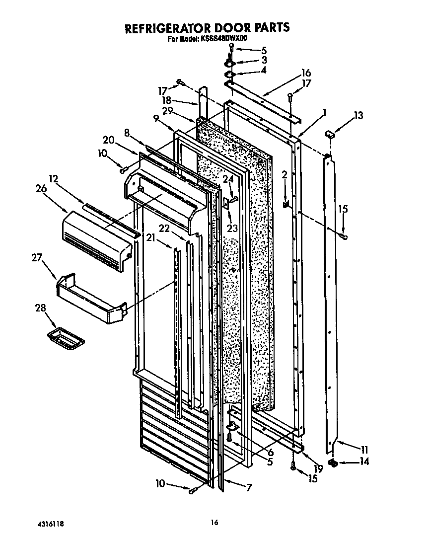 KitchenAid KSSS48DWX00 refrigerator door diagram
