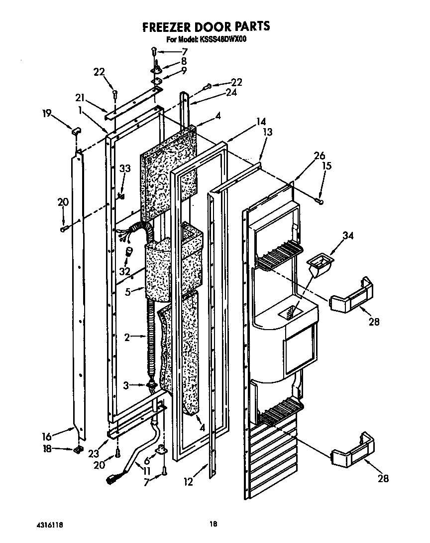 KitchenAid KSSS48DWX00 freezer door diagram