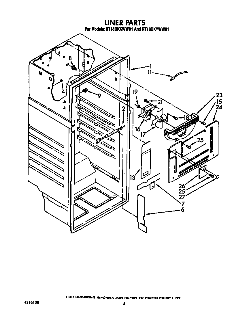 Roper RT18DKYWW01 liner diagram