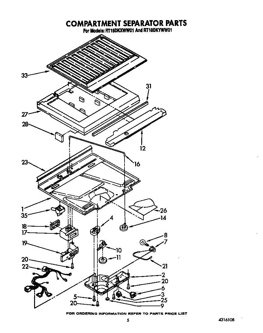 Roper RT18DKYWW01 compartment separator diagram