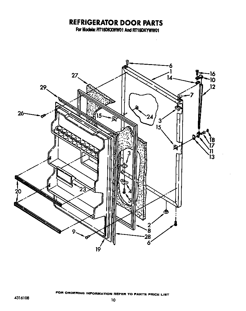 Roper RT18DKYWW01 refrigerator door diagram