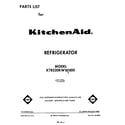 KitchenAid KTRS20KWWH00 front cover diagram