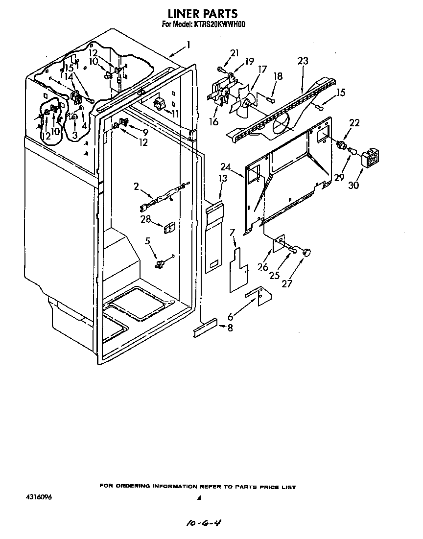 KitchenAid KTRS20KWWH00 liner diagram