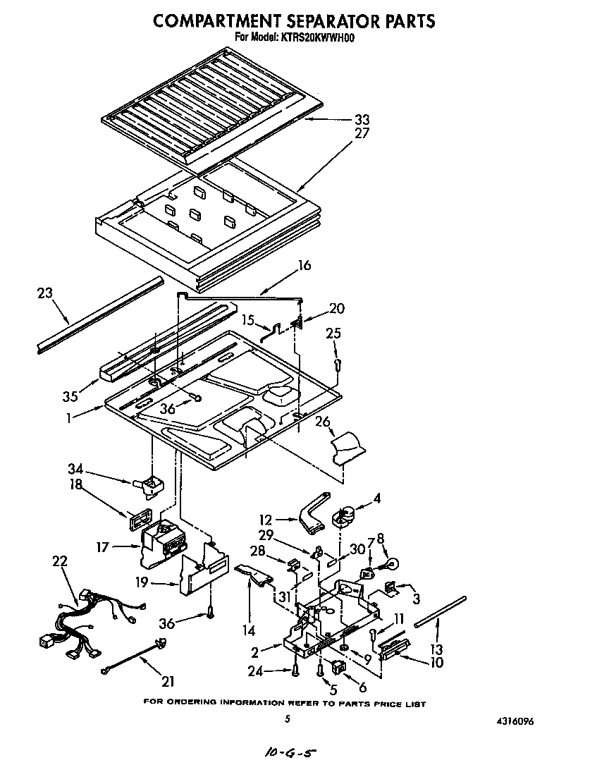 KitchenAid KTRS20KWWH00 compartment separator diagram