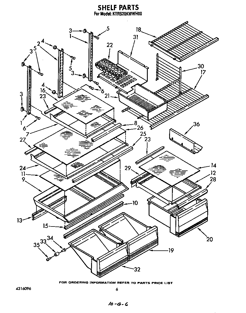 KitchenAid KTRS20KWWH00 shelf diagram