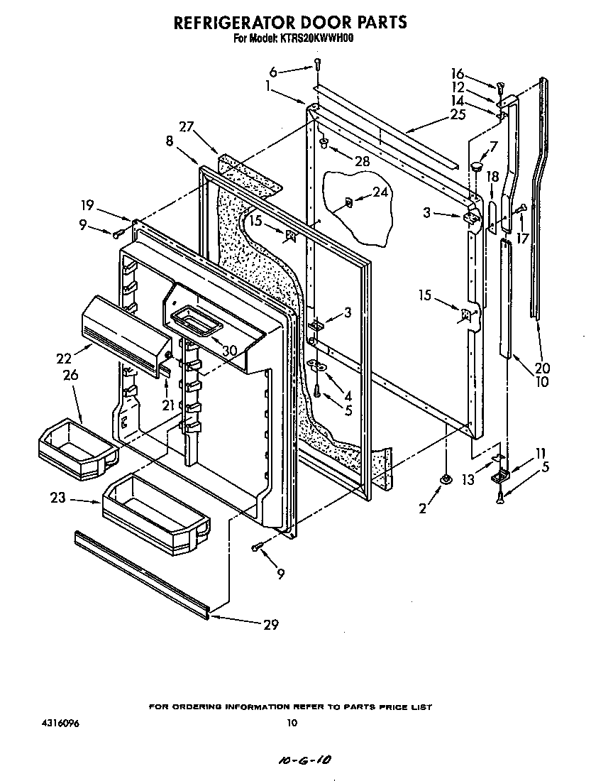 KitchenAid KTRS20KWWH00 refrigerator door diagram
