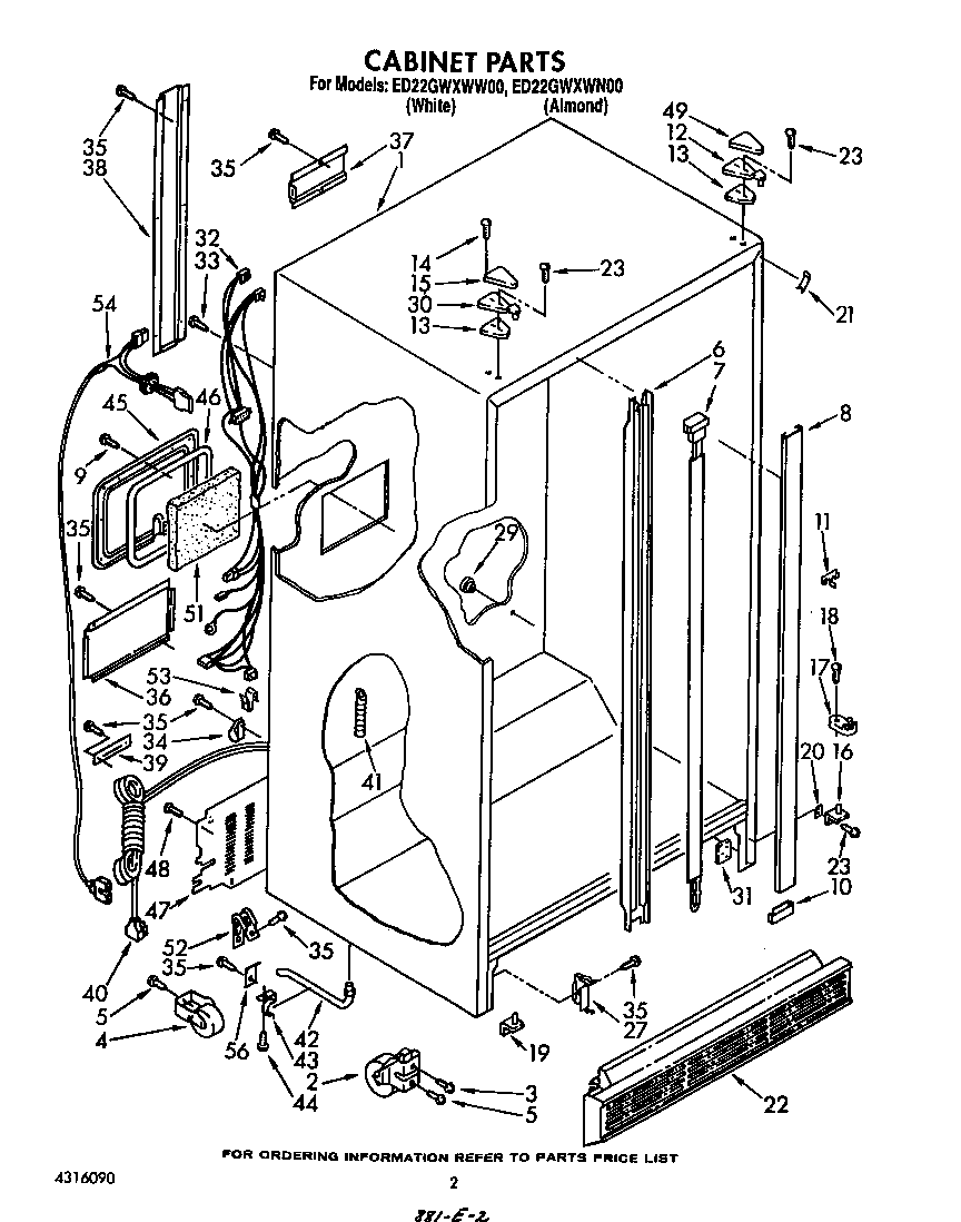 Whirlpool ED22GWXWW00 cabinet diagram