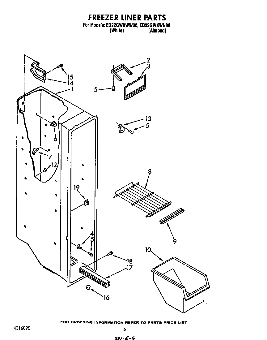 Whirlpool ED22GWXWW00 freezer liner diagram
