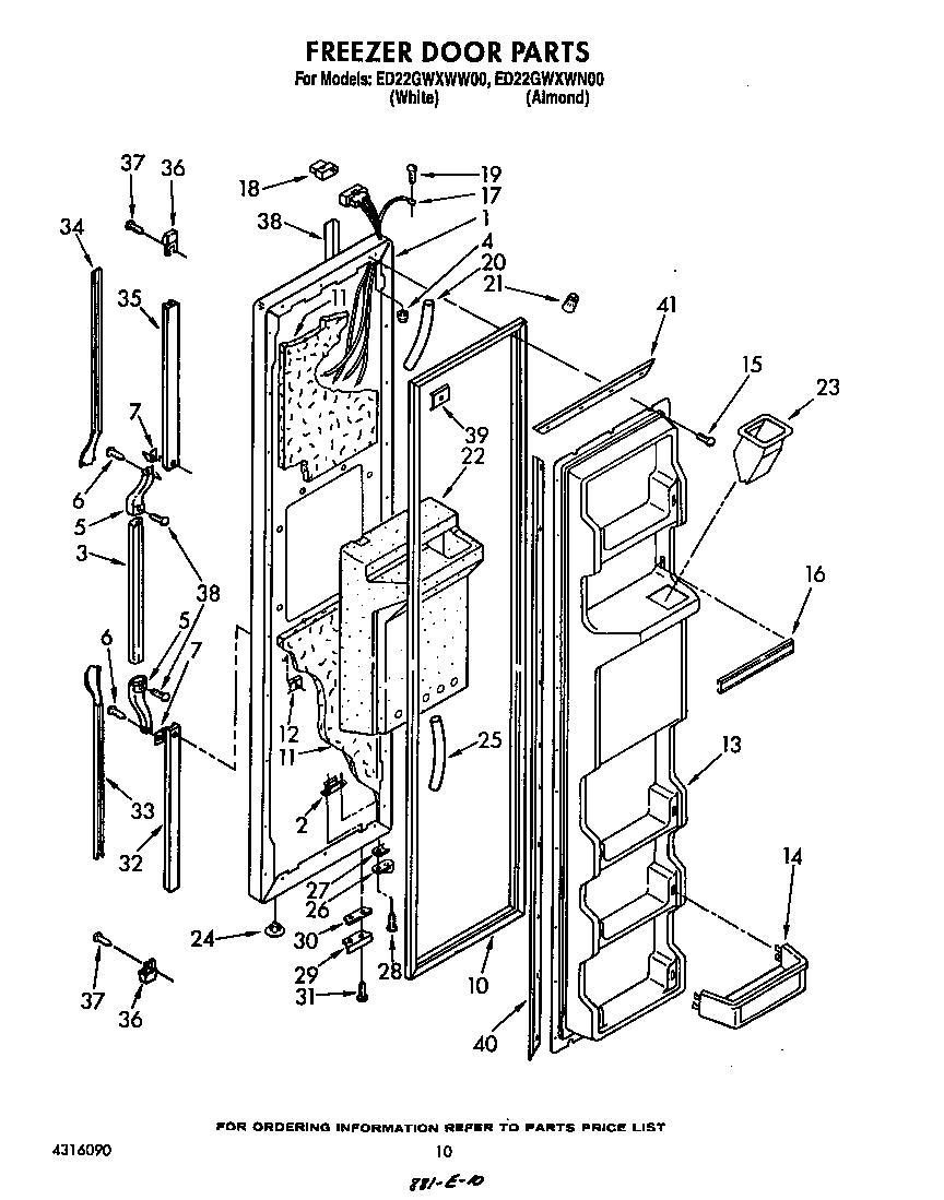 Whirlpool ED22GWXWW00 freezer door diagram