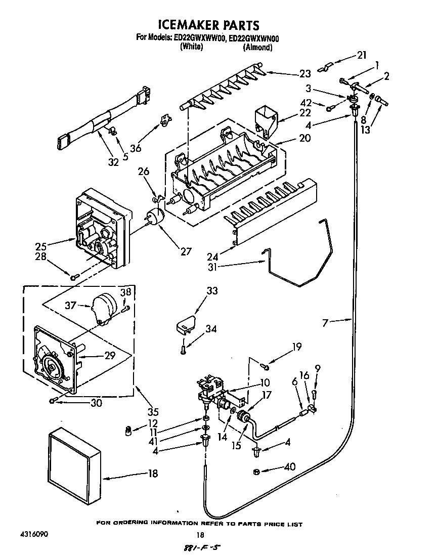 Whirlpool ED22GWXWW00 ice maker diagram