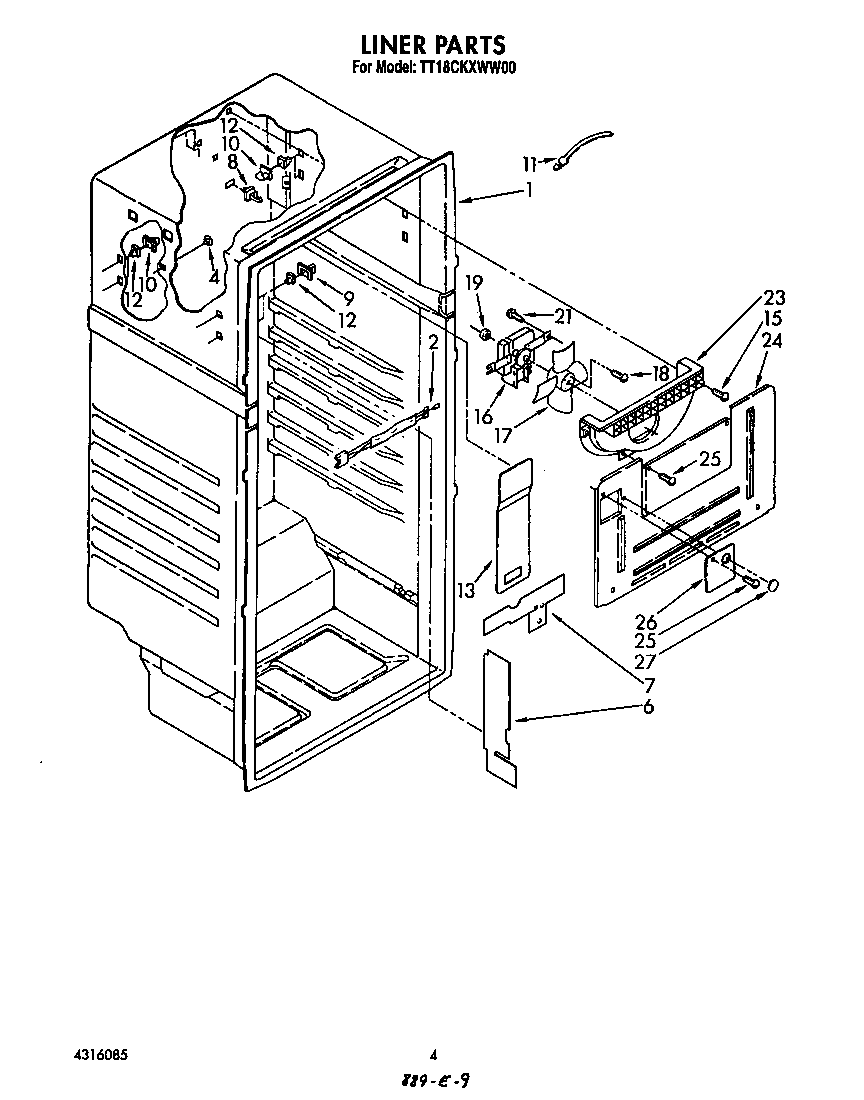 Estate TT18CKXWW00 liner diagram