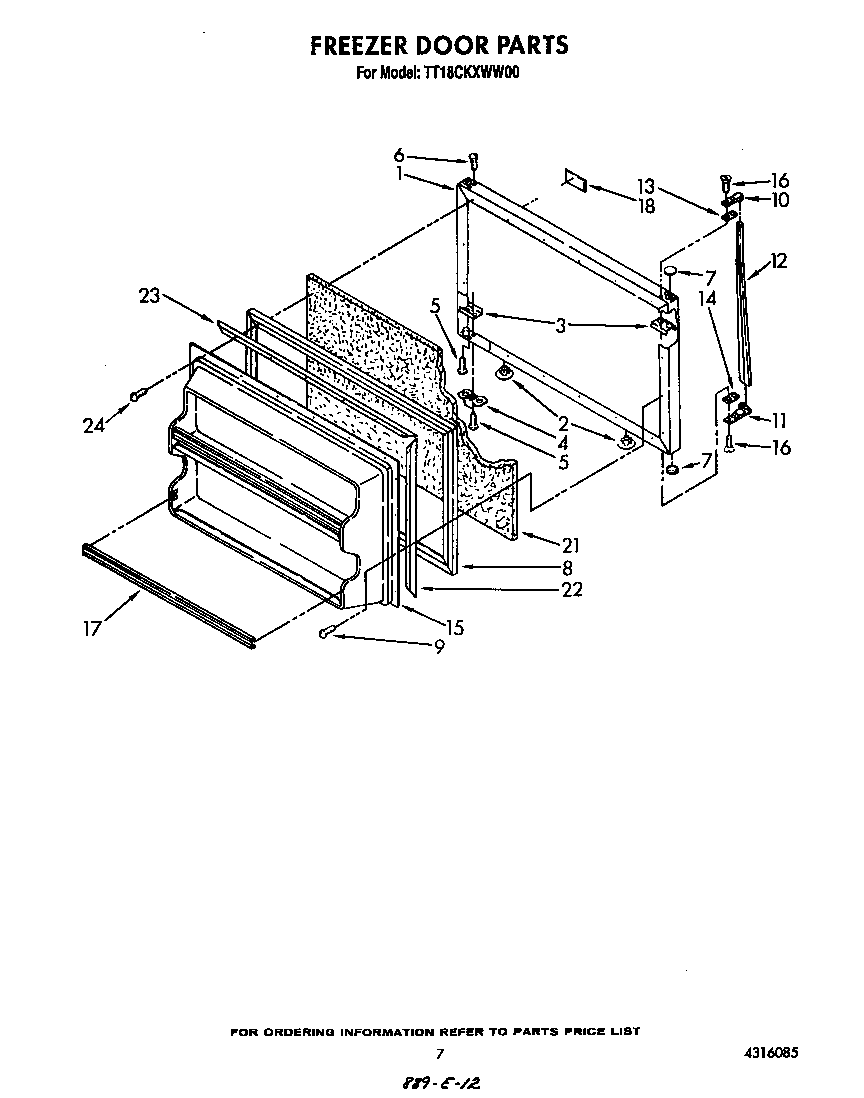 Estate TT18CKXWW00 freezer door diagram