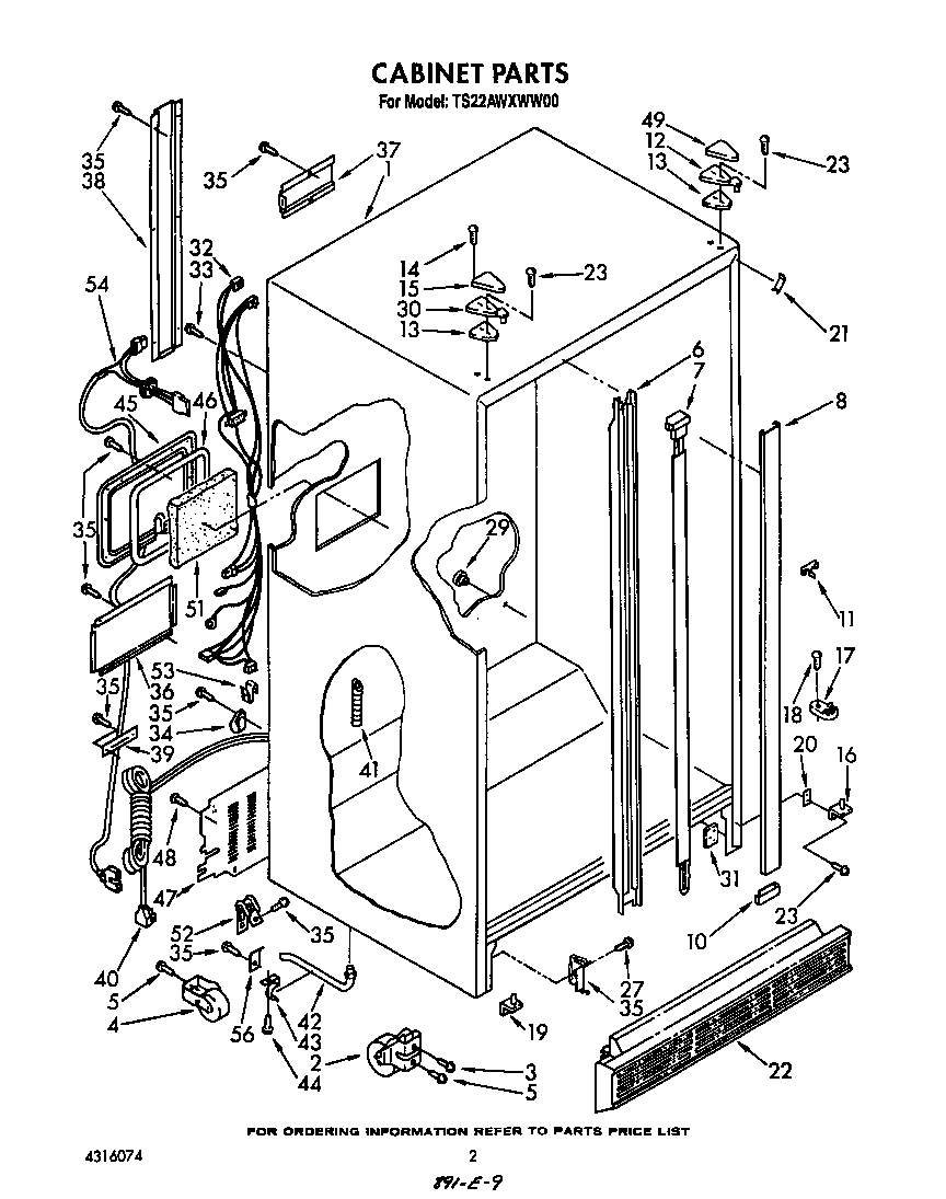 Whirlpool TS22AWXWW00 cabinet diagram