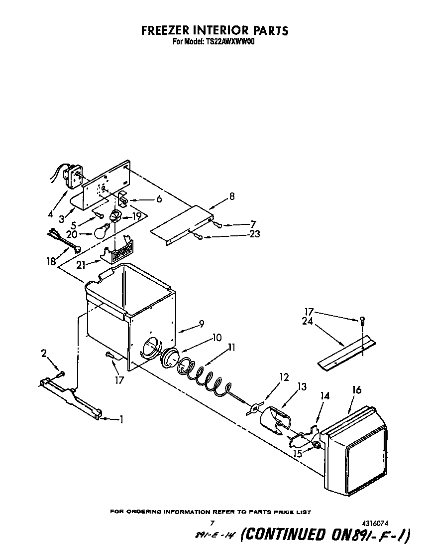 Whirlpool TS22AWXWW00 freezer interior diagram