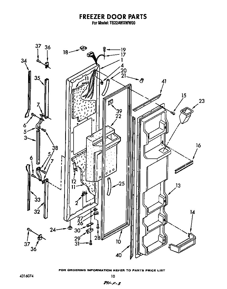Whirlpool TS22AWXWW00 freezer door diagram