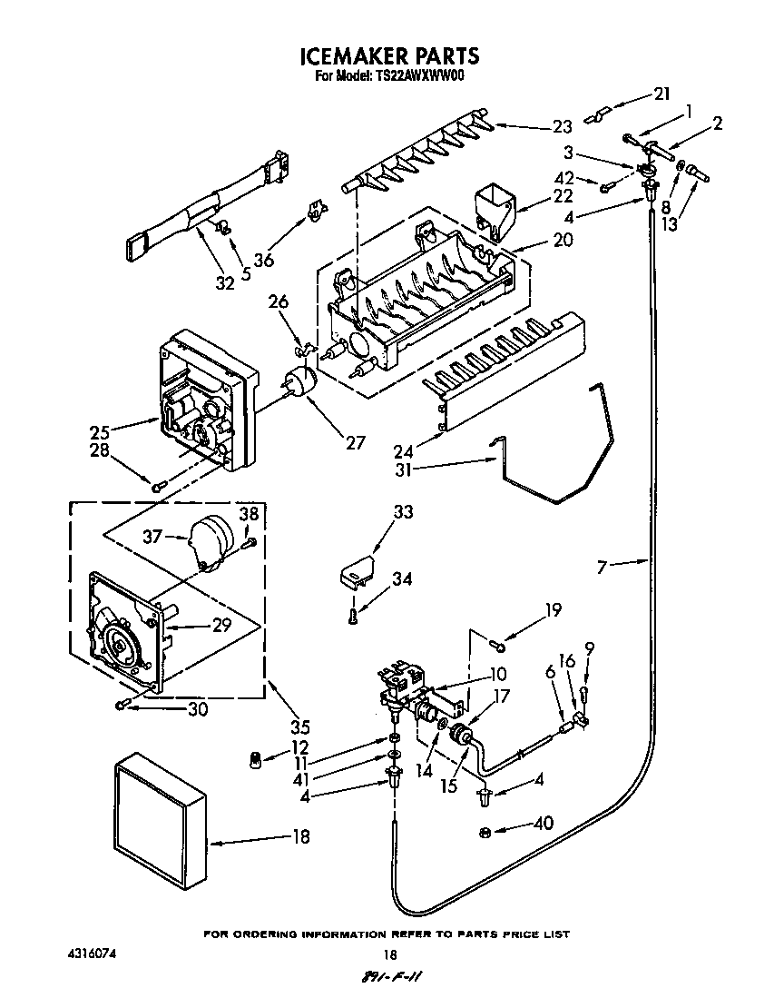 Whirlpool TS22AWXWW00 ice maker diagram