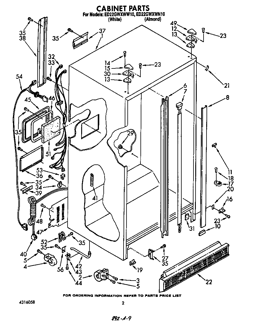 Whirlpool ED22GWXWW10 cabinet diagram