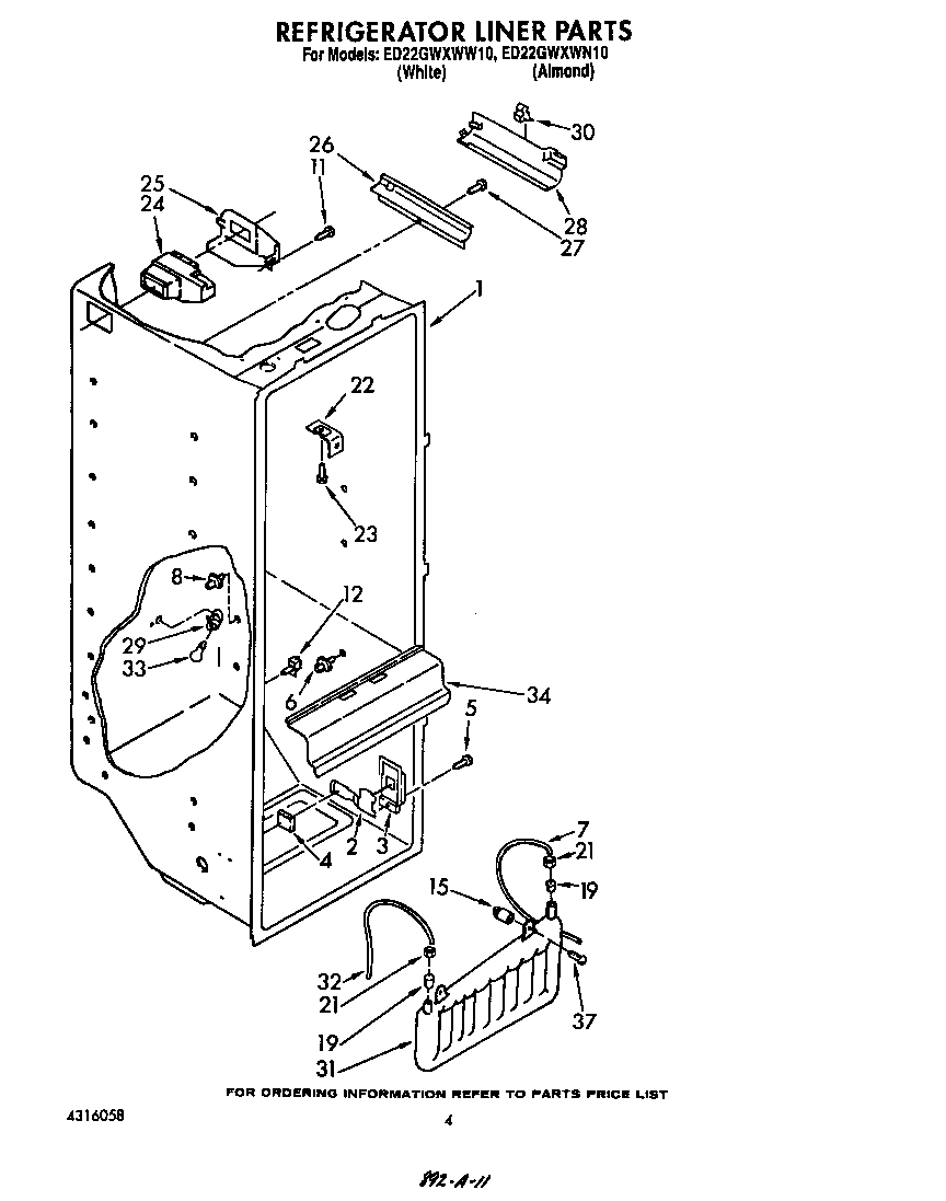 Whirlpool ED22GWXWW10 refrigerator liner diagram