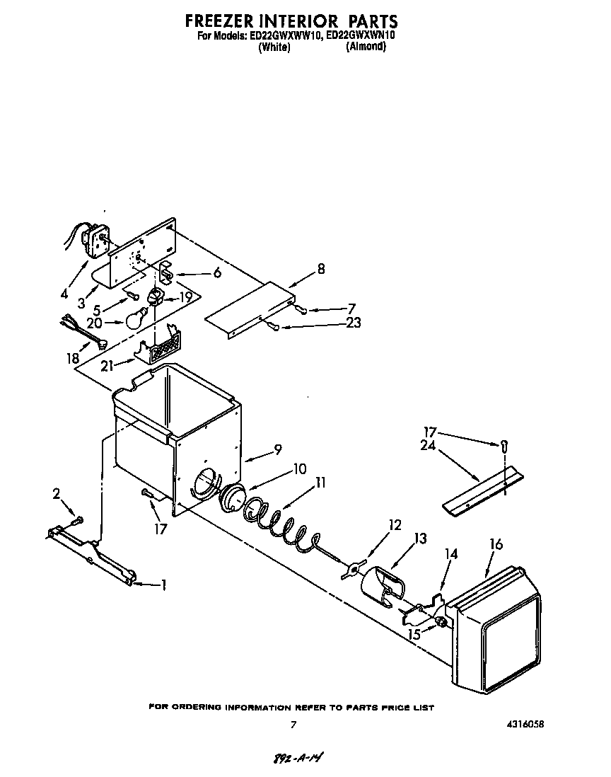 Whirlpool ED22GWXWW10 freezer interior diagram