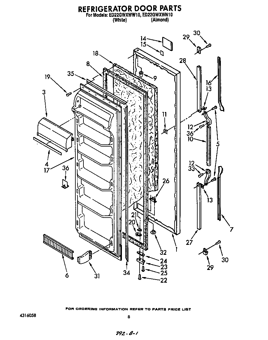 Whirlpool ED22GWXWW10 refrigerator door diagram