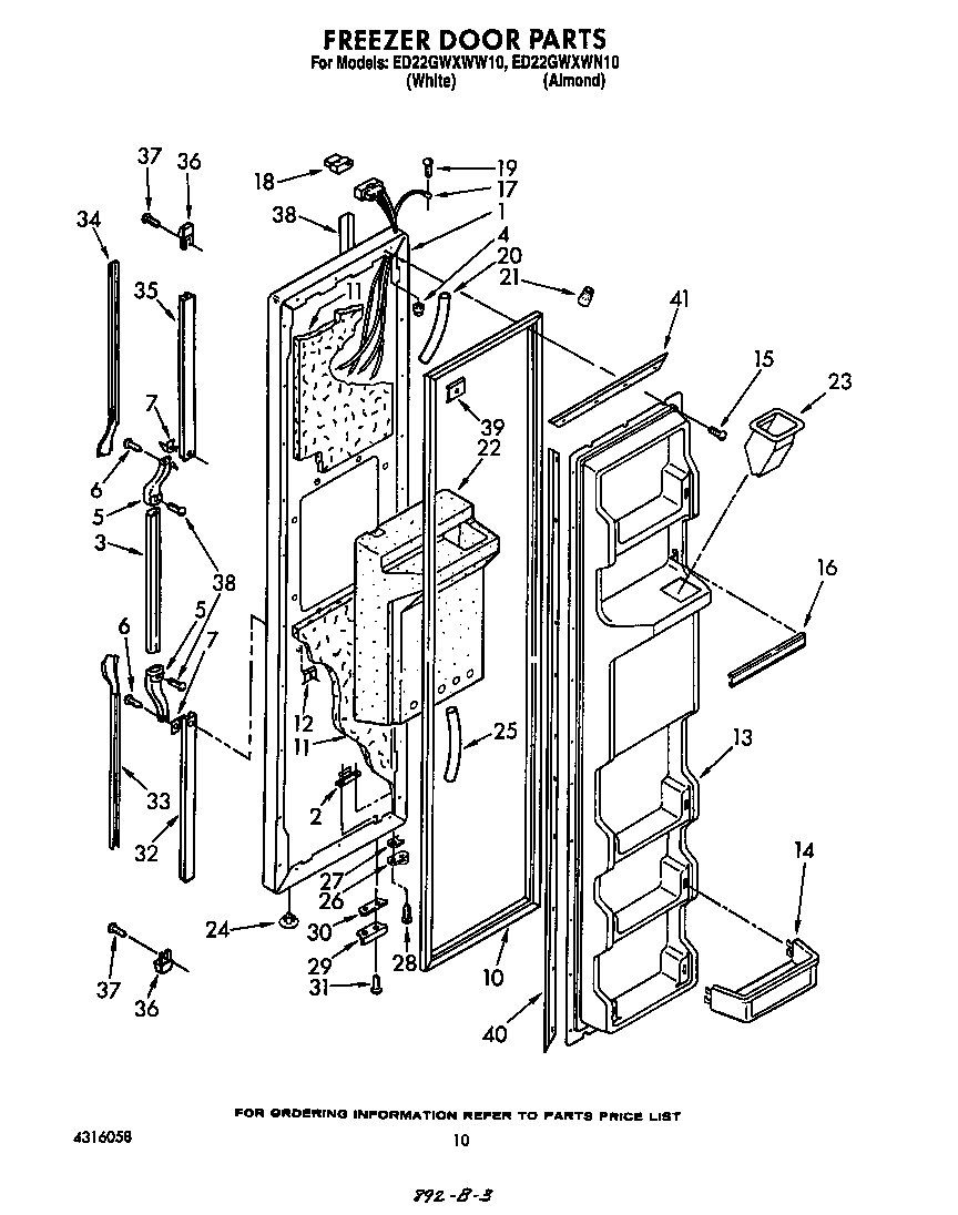 Whirlpool ED22GWXWW10 freezer door diagram