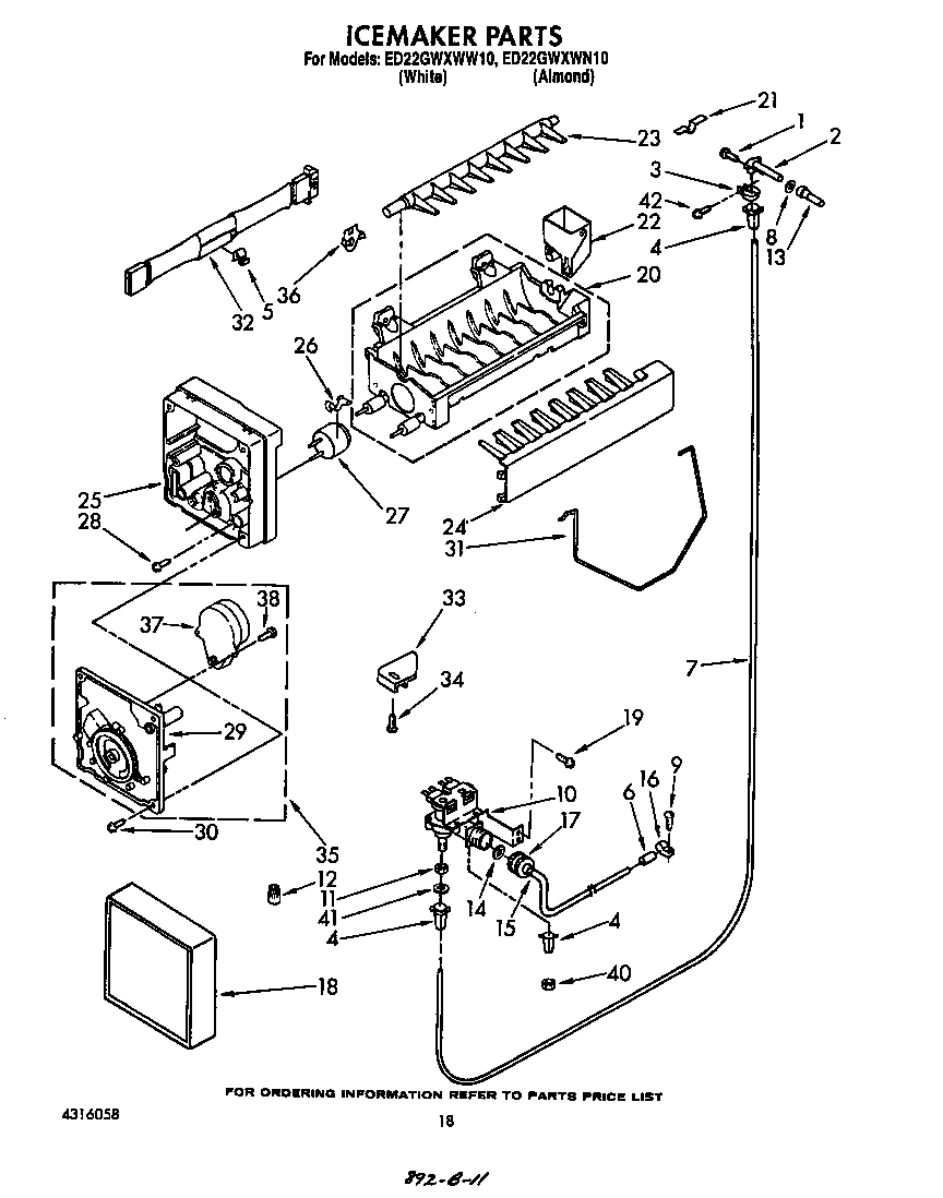 Whirlpool ED22GWXWW10 ice maker diagram