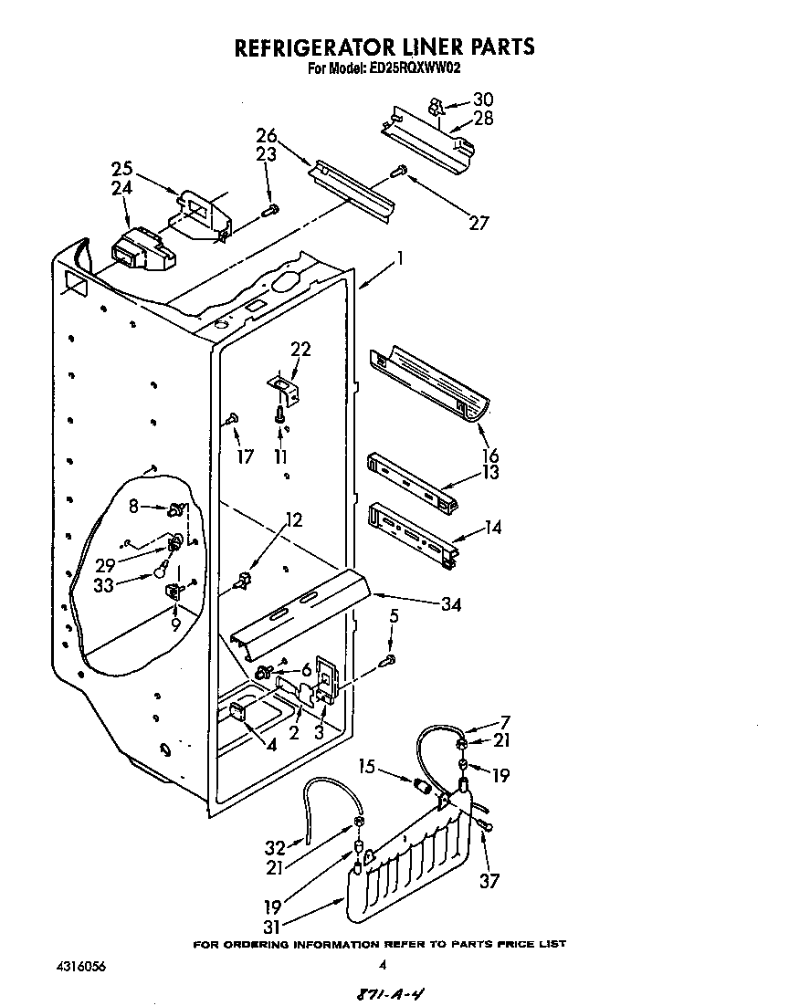 Whirlpool ED25RQXWW02 refrigerator liner diagram