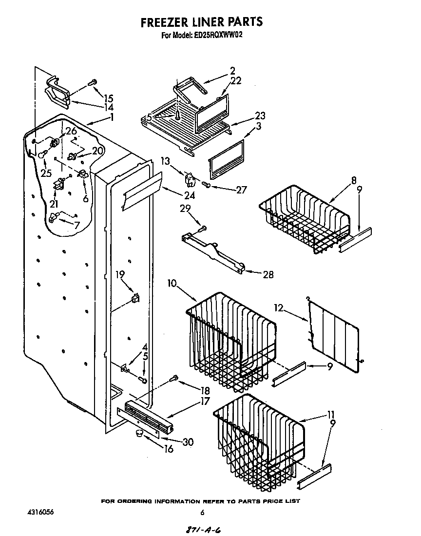 Whirlpool ED25RQXWW02 freezer liner diagram