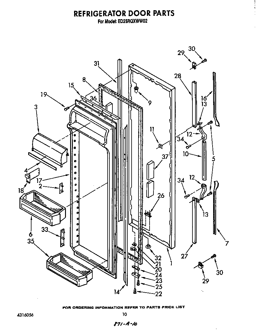 Whirlpool ED25RQXWW02 refrigerator door diagram