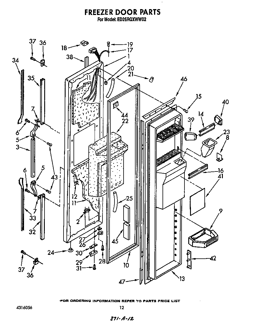 Whirlpool ED25RQXWW02 freezer door diagram