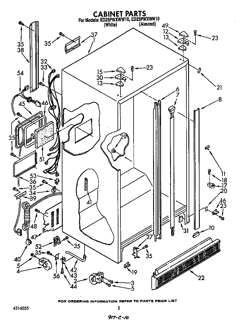 Whirlpool ED25PWXWW10 cabinet diagram