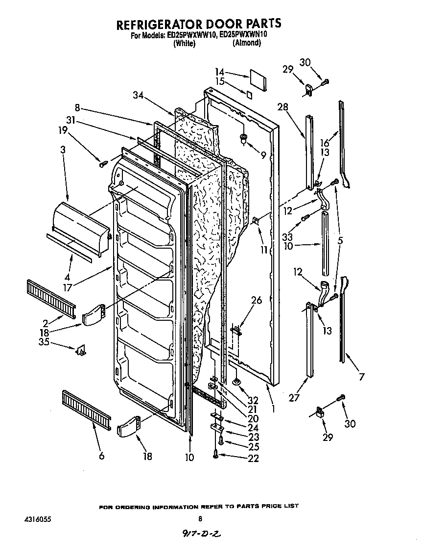 Whirlpool ED25PWXWW10 refrigerator door diagram
