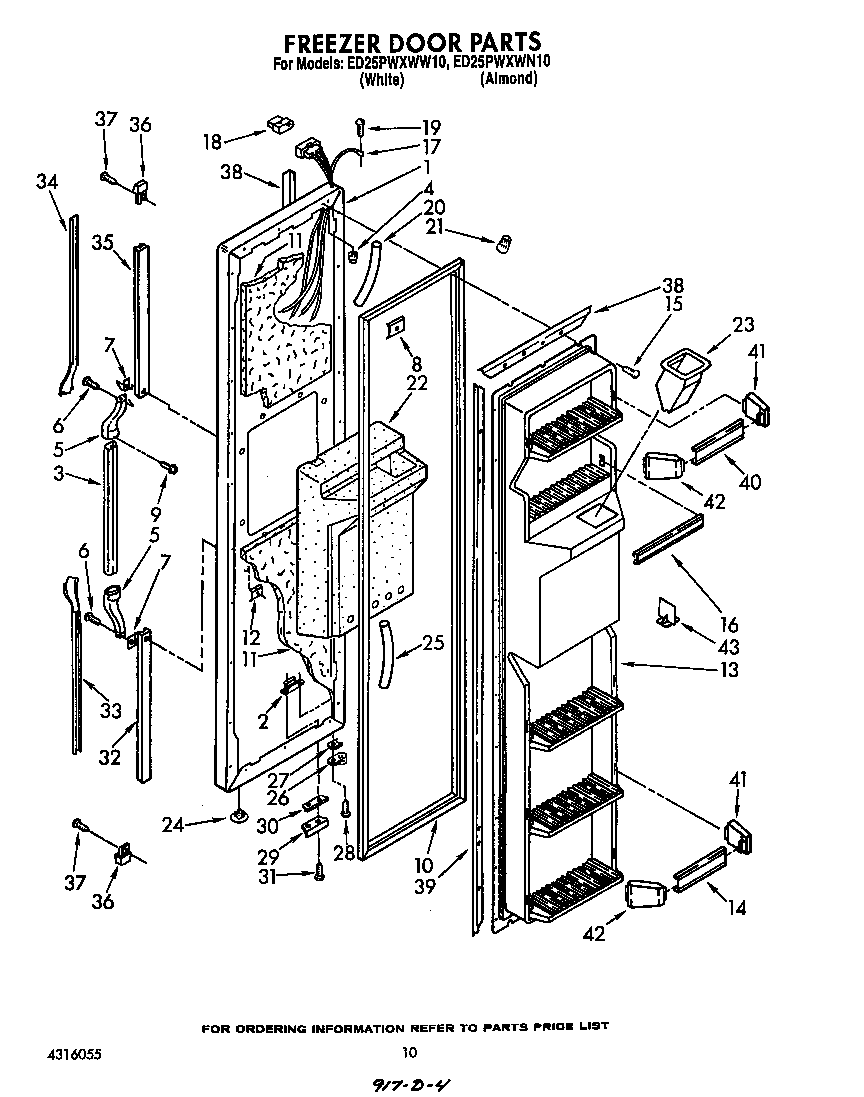 Whirlpool ED25PWXWW10 freezer door diagram