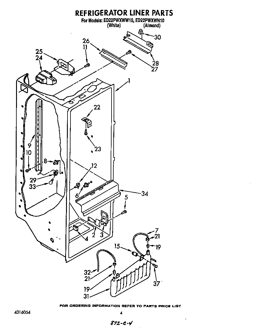 Whirlpool ED22PWXWW10 refrigerator liner diagram