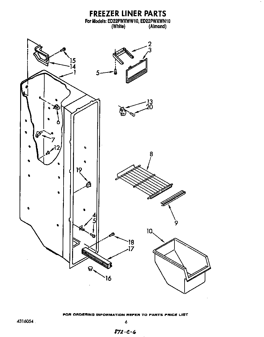 Whirlpool ED22PWXWW10 freezer liner diagram