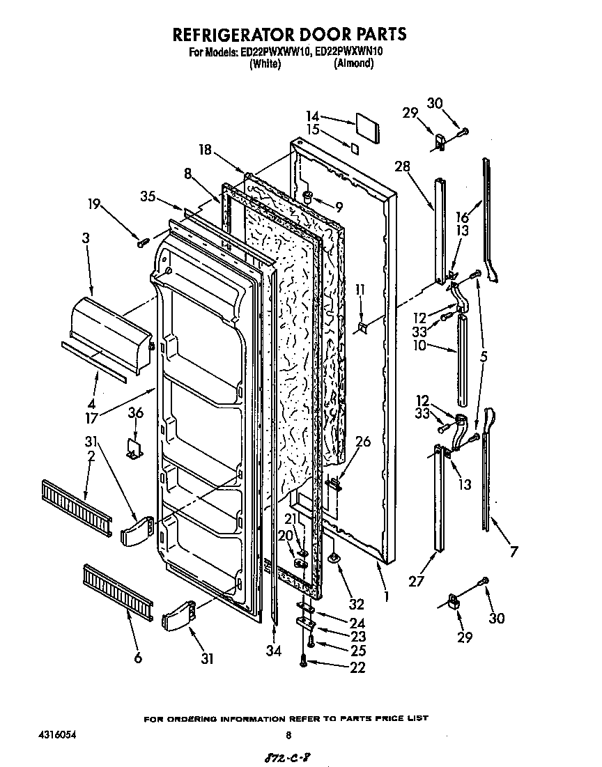 Whirlpool ED22PWXWW10 refrigerator door diagram
