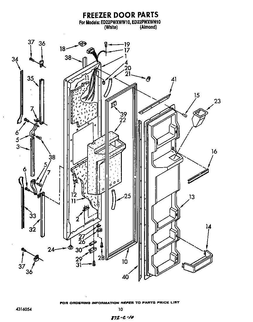 Whirlpool ED22PWXWW10 freezer door diagram