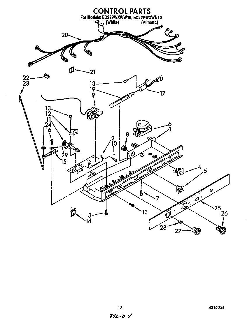 Whirlpool ED22PWXWW10 control panel diagram