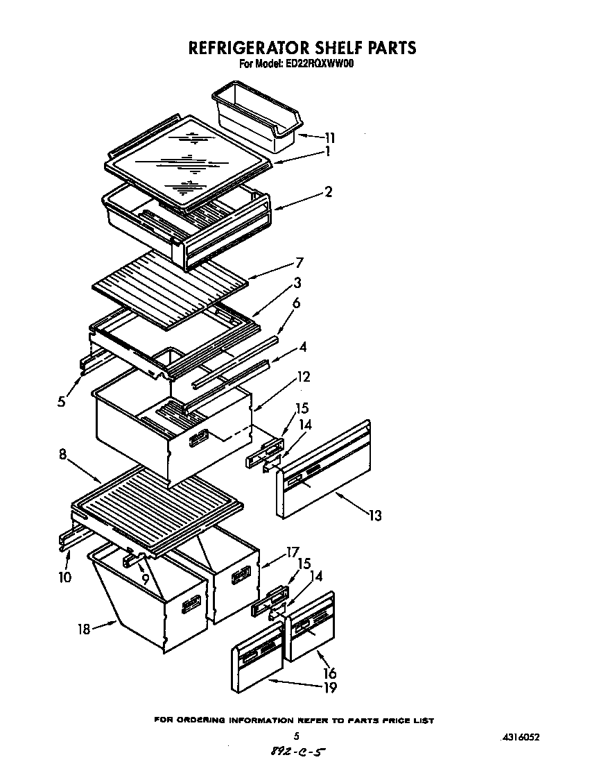 Whirlpool ED22RQXWW00 refrigerator shelf diagram
