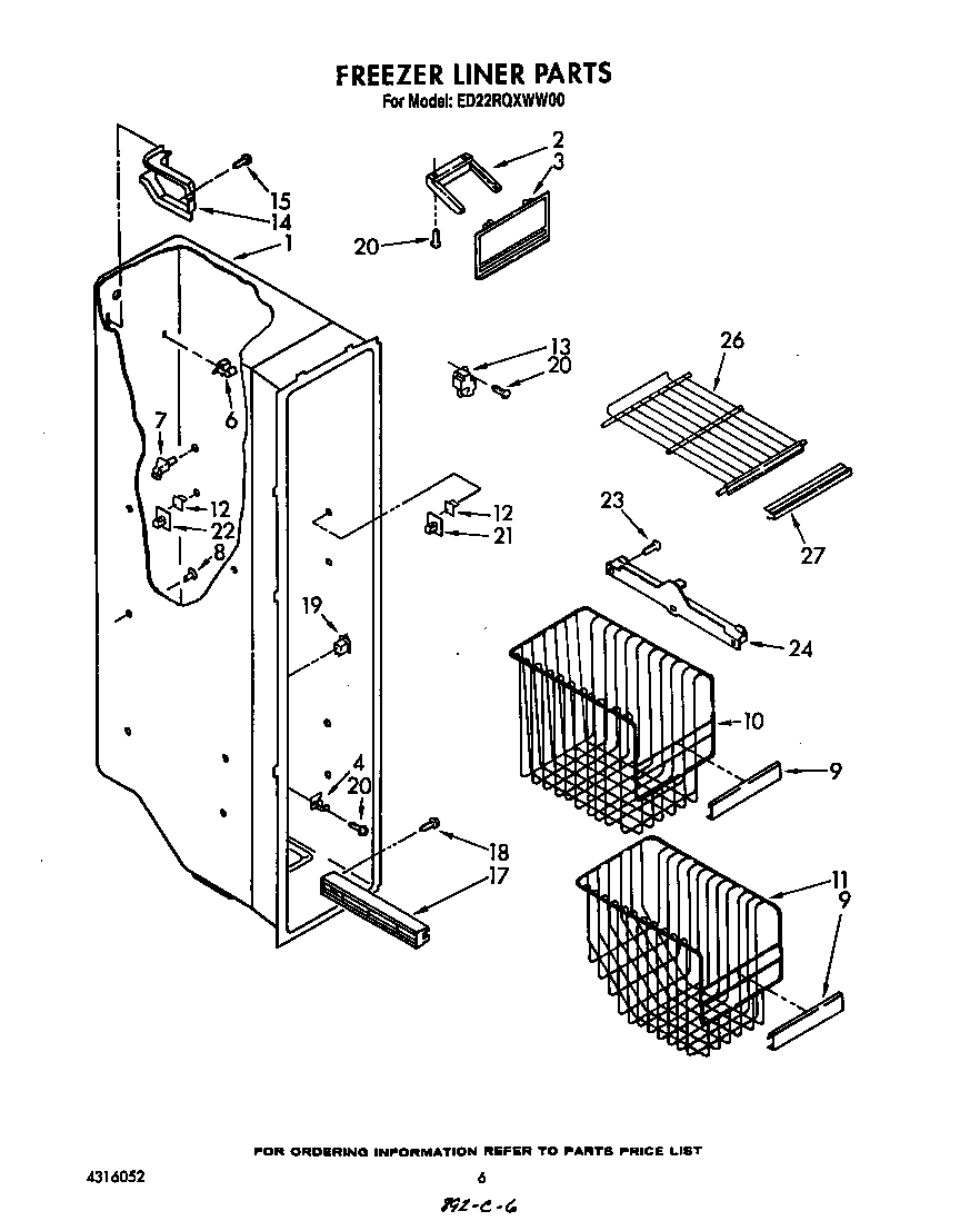 Whirlpool ED22RQXWW00 freezer liner diagram