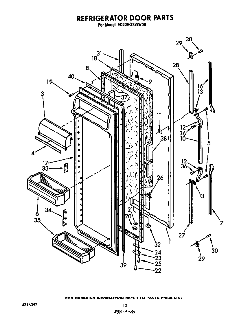 Whirlpool ED22RQXWW00 refrigerator door diagram
