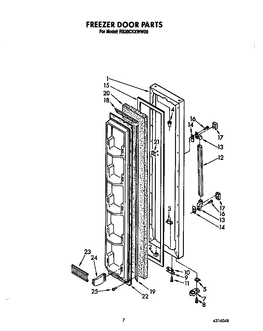 Roper RS20CKXWW00 freezer door diagram