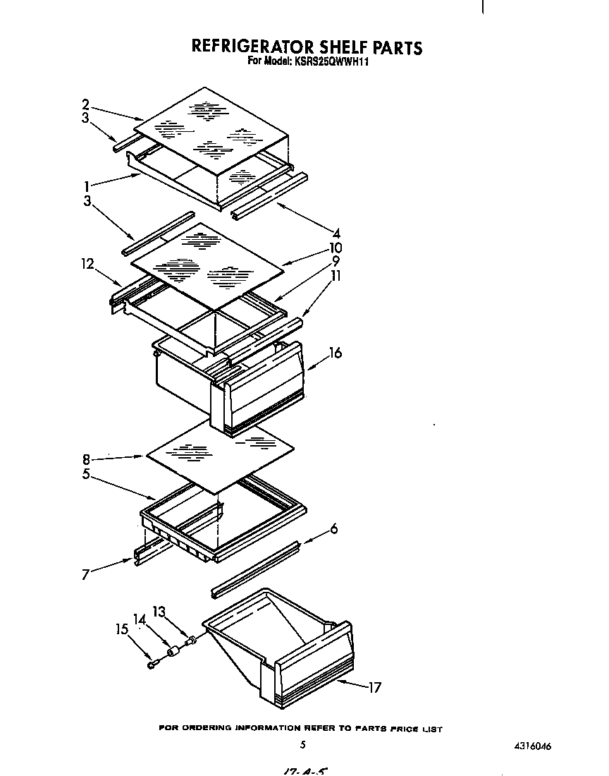 KitchenAid KSRS25QWWH11 refrigerator shelf diagram