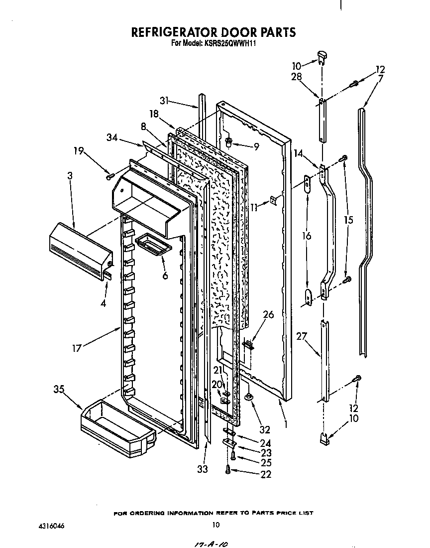 KitchenAid KSRS25QWWH11 refrigerator door diagram