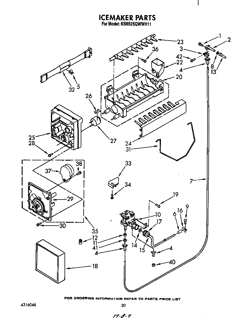 KitchenAid KSRS25QWWH11 ice maker diagram