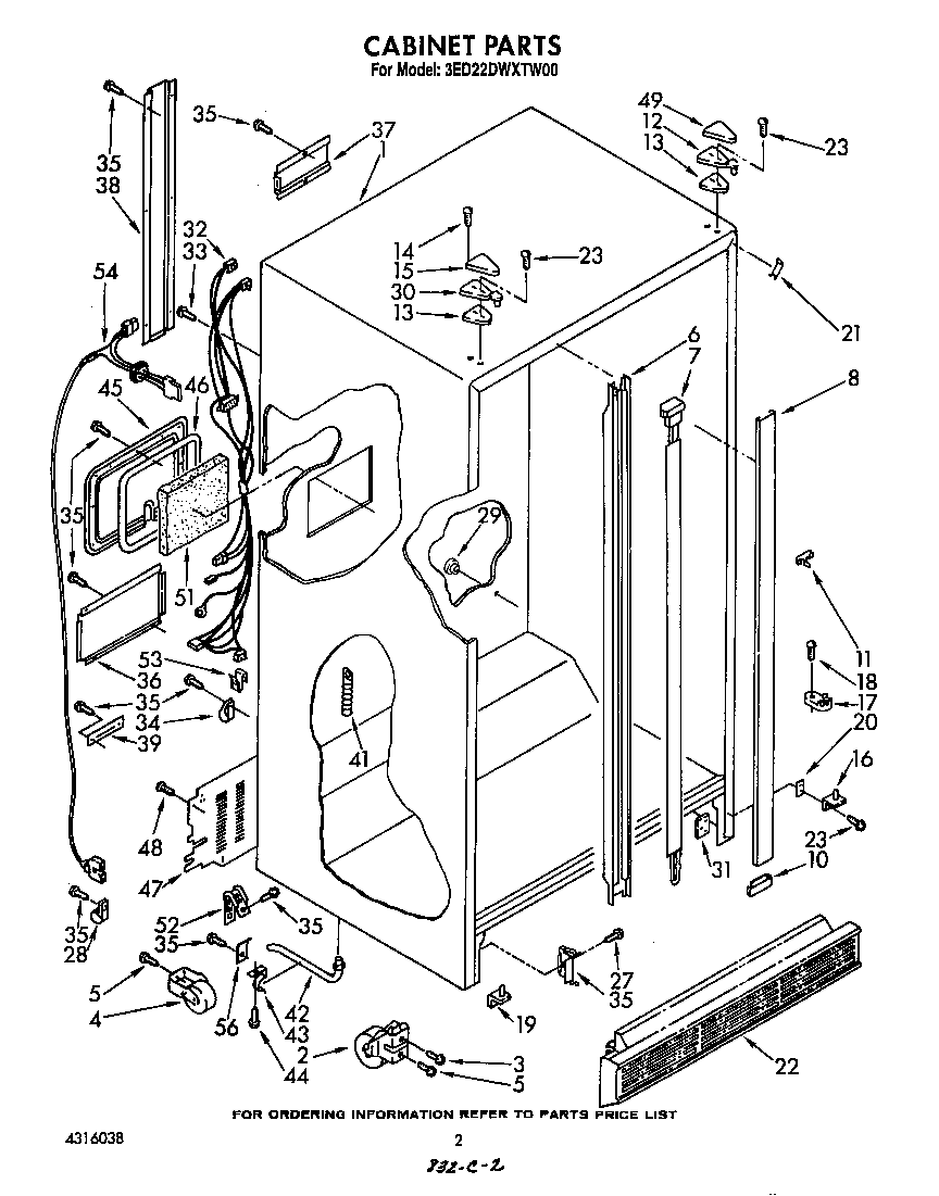 Whirlpool 3ED22DWXTW00 cabinet diagram